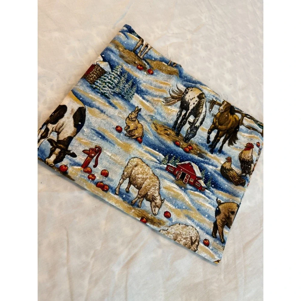 VTG new‎ Farm Winter Fabric 1 yard scene 35